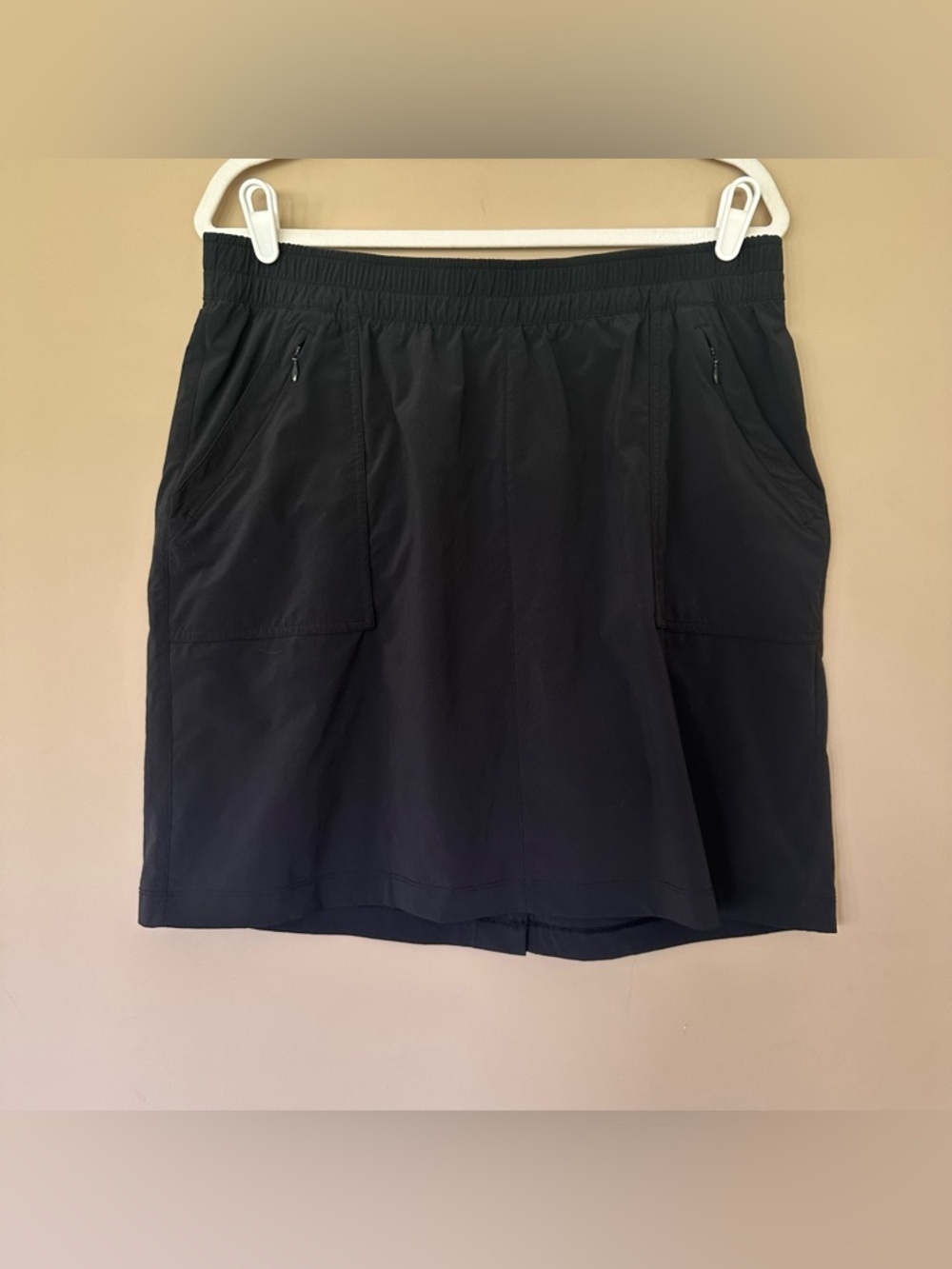 Duluth Nylon Skirt Zip Pockets Women L Dark Gray Outdoor Hiking Elastic Waist